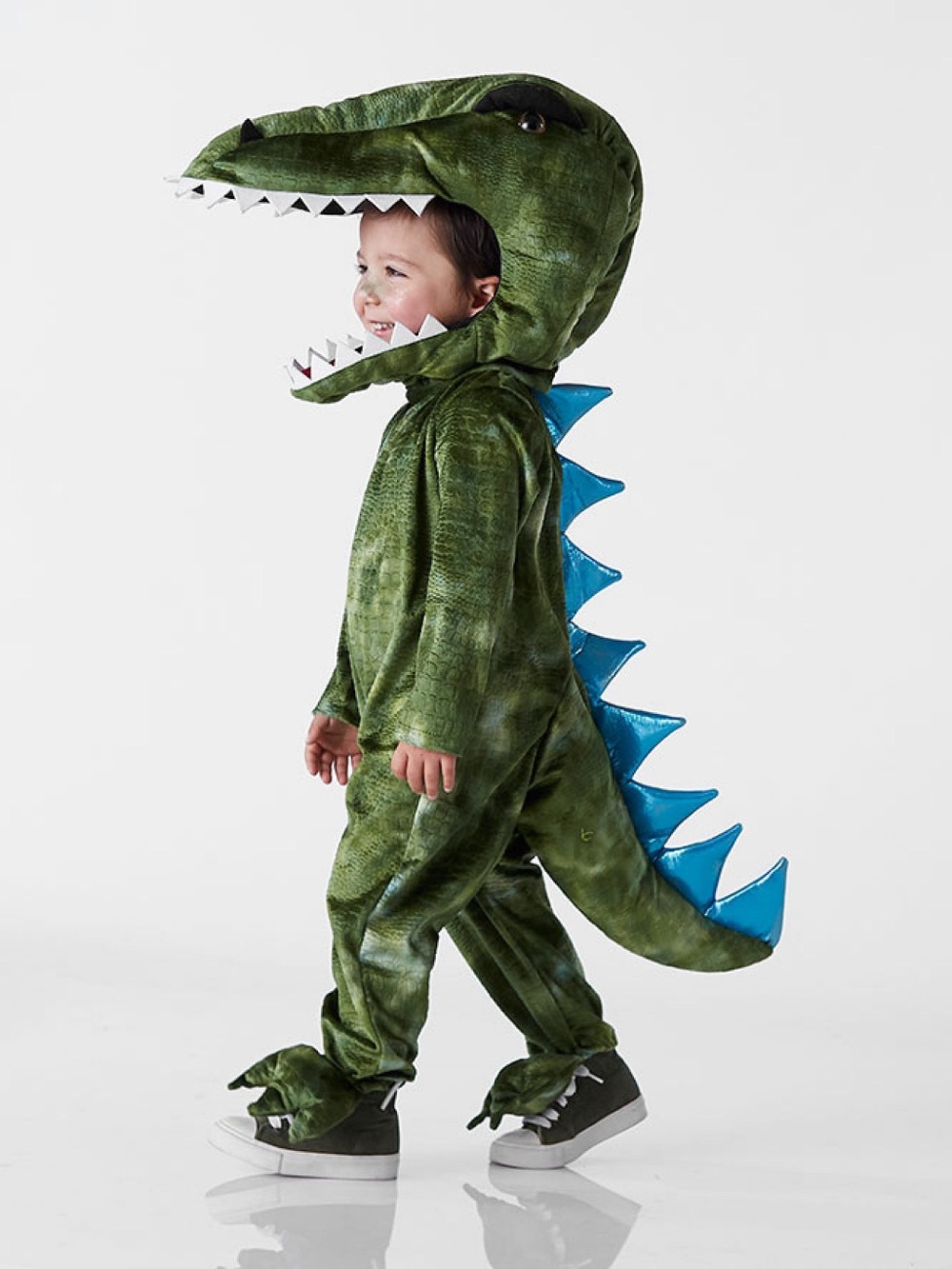 Pottery Barn Kids Green Dinosaur Costume with Blue Spikes WORN ONCE
